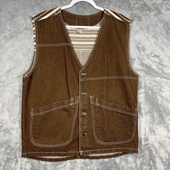 GATE JEANS Other - GATE‎ JEANS Mens Brown Denim Workwear Western Vest Metal Buttons Made in USA M